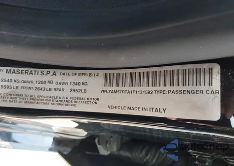 2015 Maserati Ghibli S from USA, damaged, VIN ZAM57RTA1F1131592